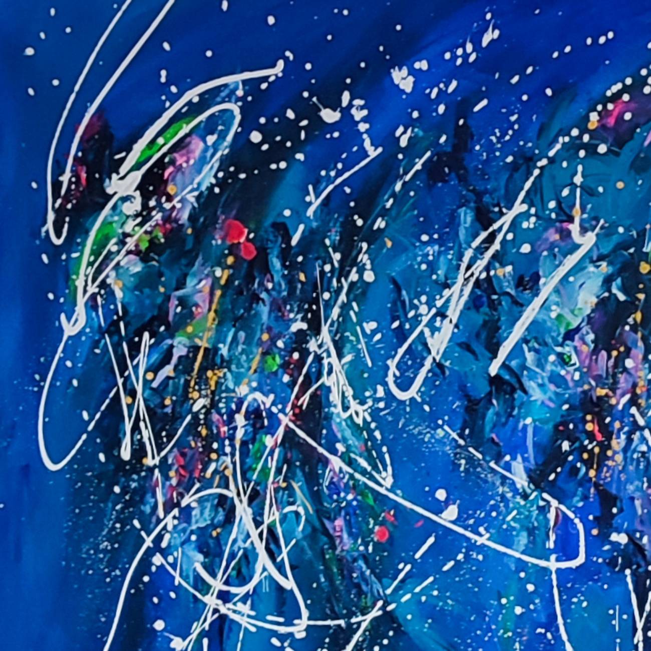 Art water - Large blue original abstract painting