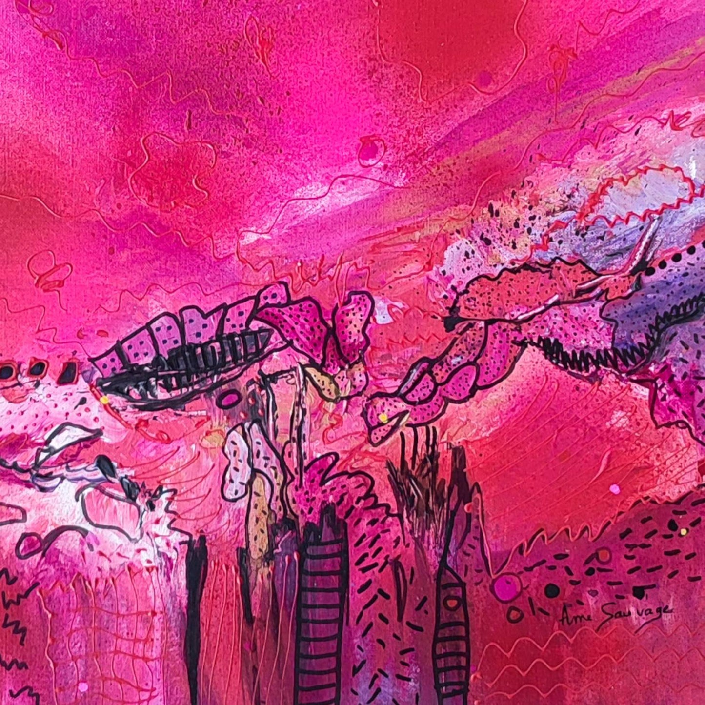 Tagada – Original red and pink abstract painting