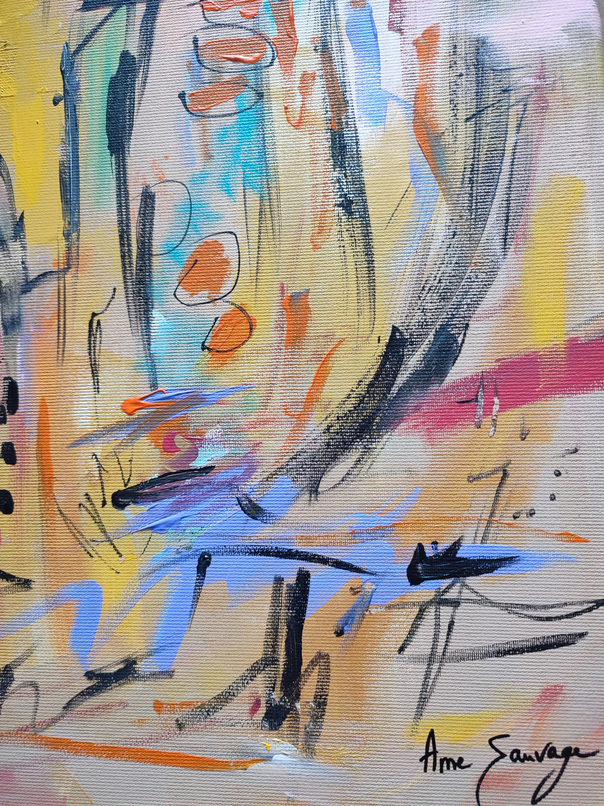 Les joies de la recherche – brown abstract painting on 3D canvas