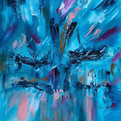 Detail of Magie lunaire – abstract boat painting by Âme Sauvage