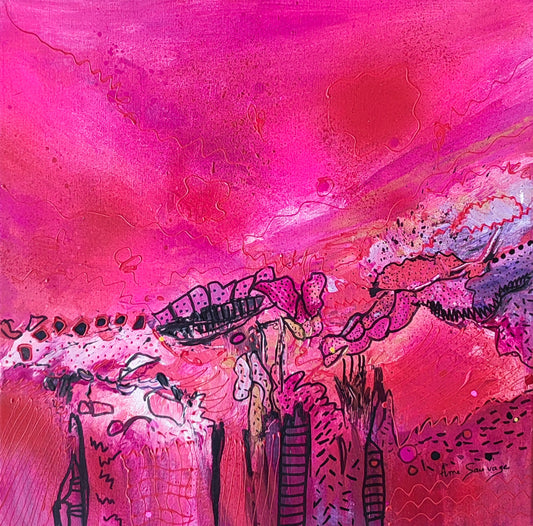 Tagada – Original red and pink abstract painting