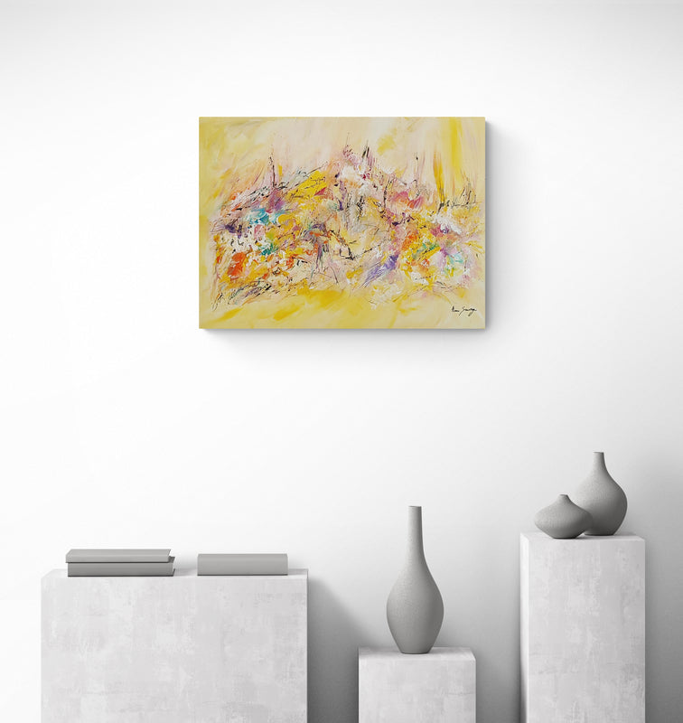 Contemporary yellow abstract painting
