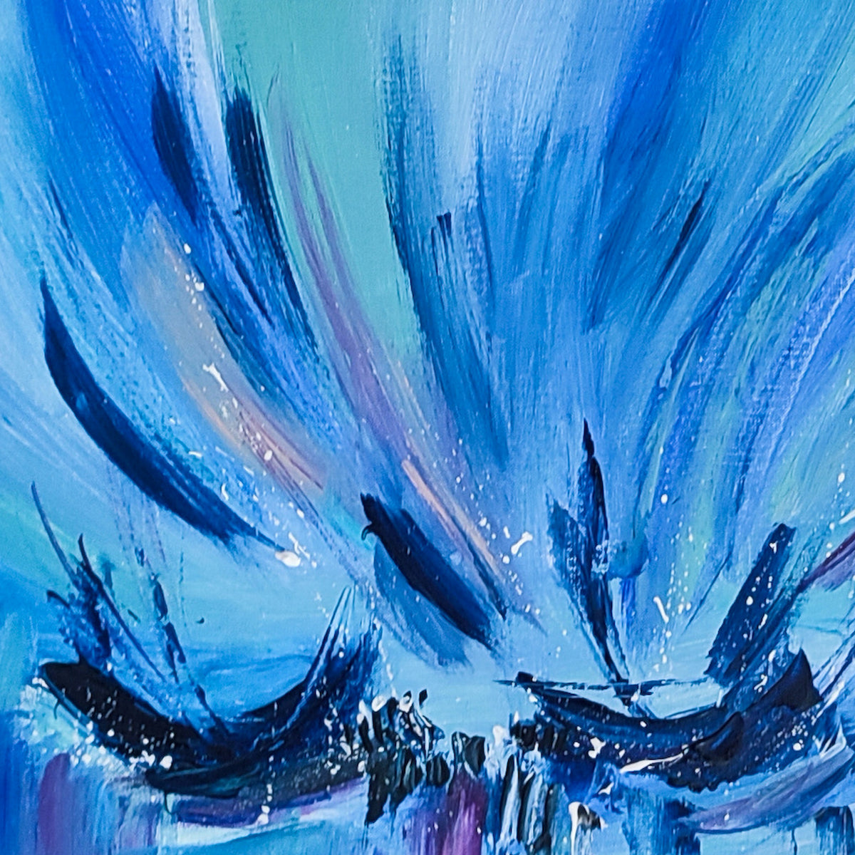 Abstract boat painting by French contemporary artist