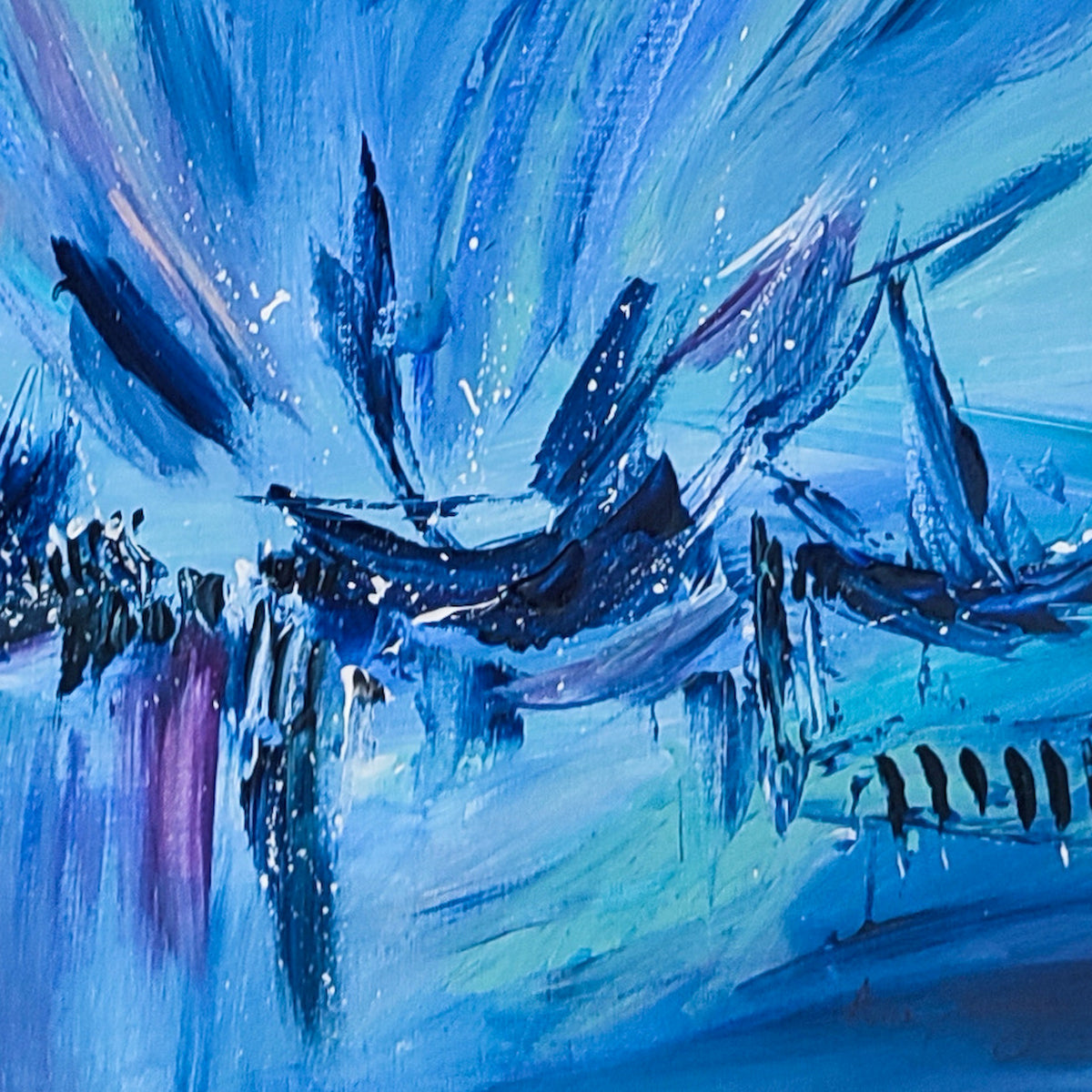 Abstract boat painting by French contemporary artist
