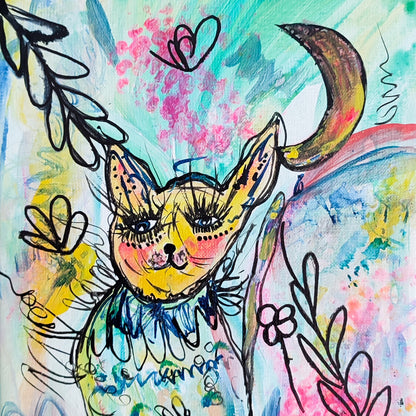 Contemporary abstract cat artwork on canvas 