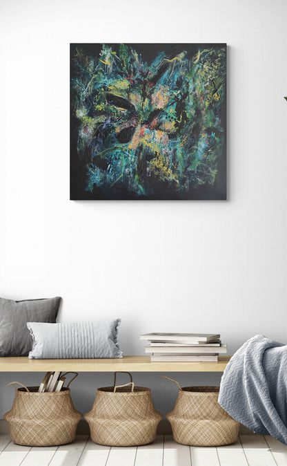 Modern large abstract artwork with rich texture and relief 