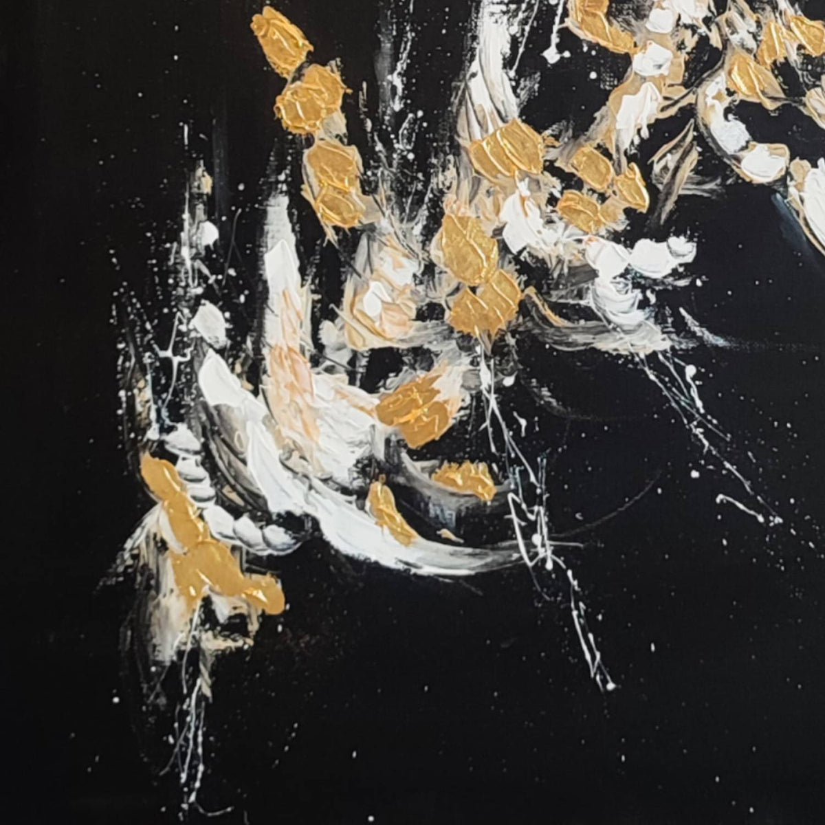 Black and white abstract artwork with 24k gold leaf | French artist Âme Sauvage 