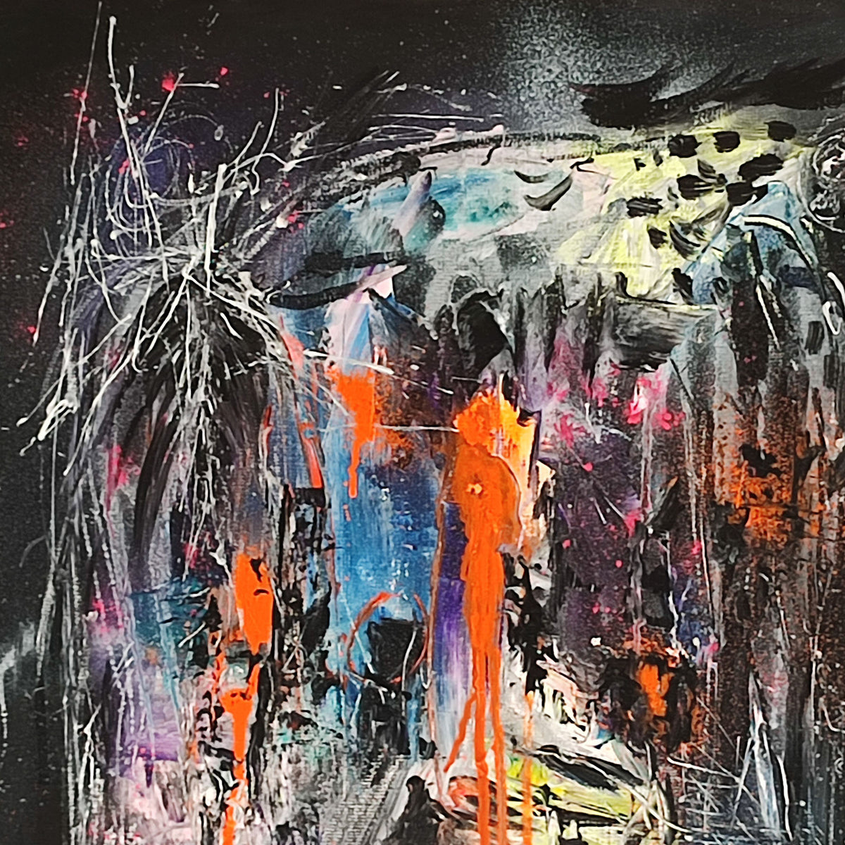Black and orange abstract painting