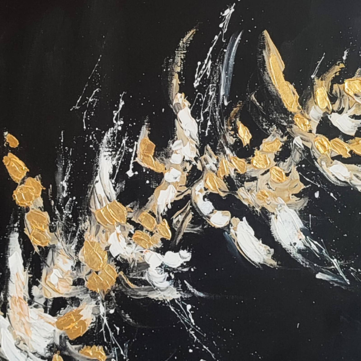 Black and white abstract artwork with 24k gold leaf | French artist Âme Sauvage 