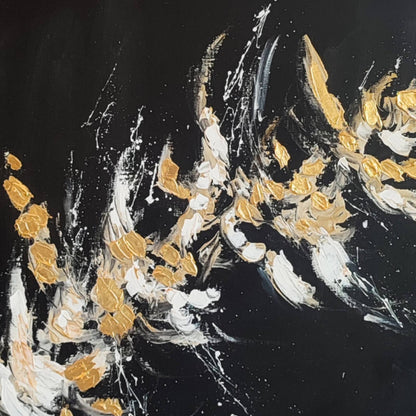 Black and white abstract artwork with 24k gold leaf | French artist Âme Sauvage 