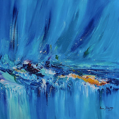 Ocean inspired textured abstract painting