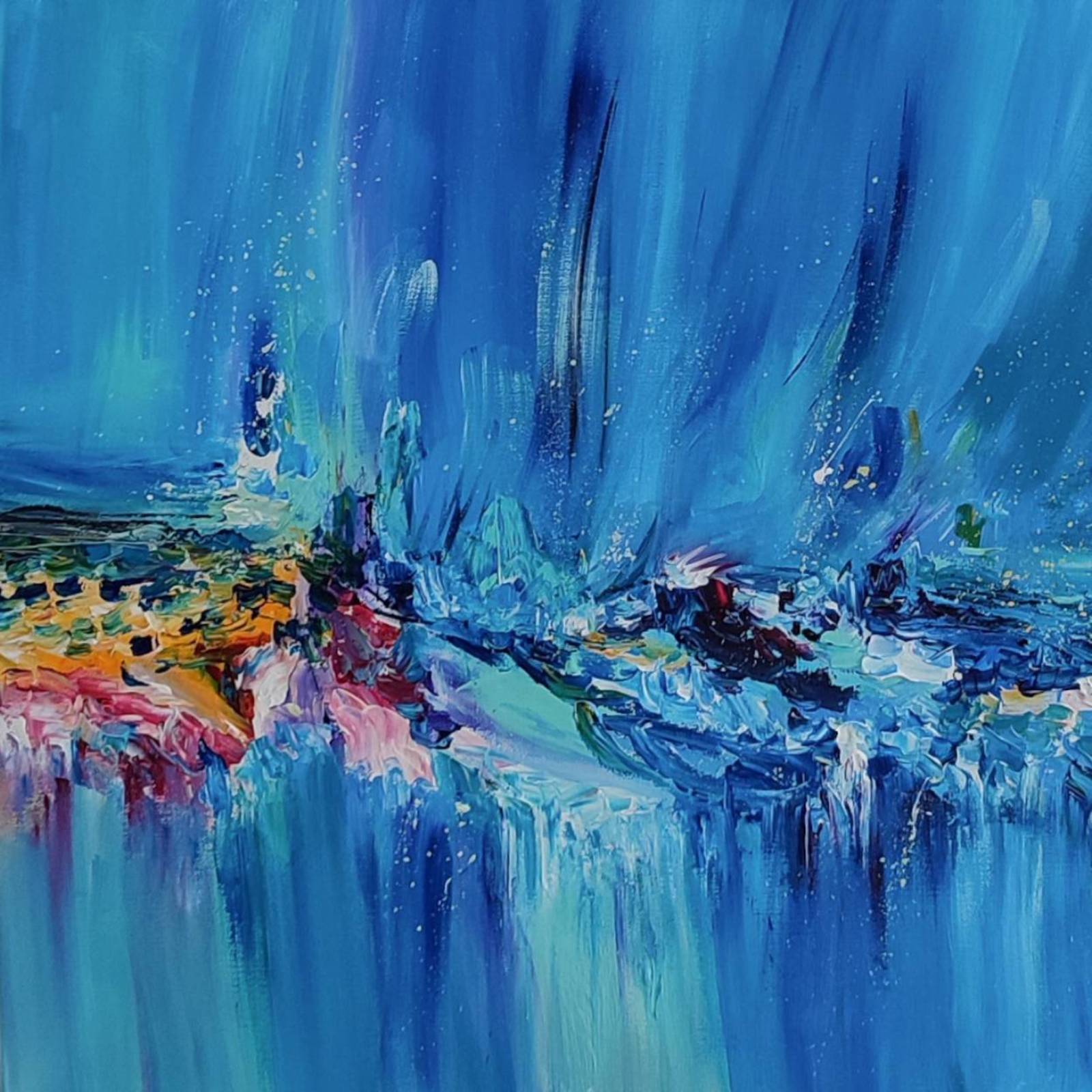 Ocean inspired textured abstract painting