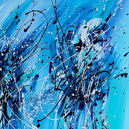 Contemporary square blue abstract artwork 