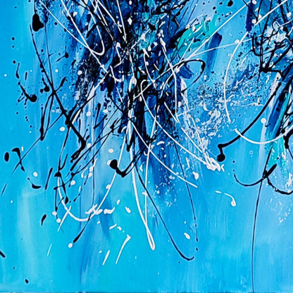 Contemporary square blue abstract artwork 