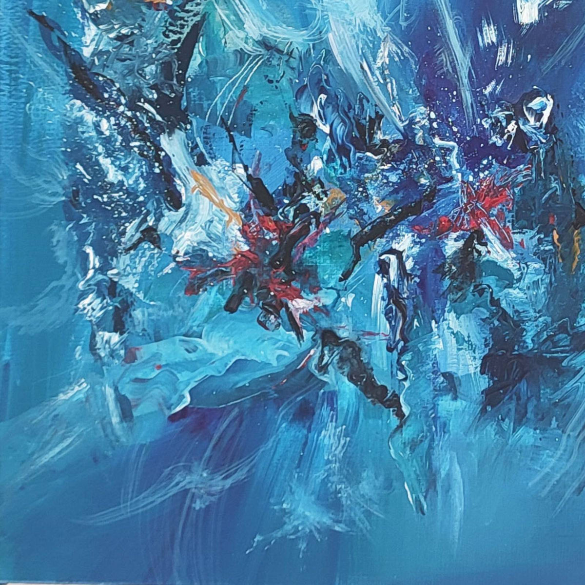blue abstract painting - details