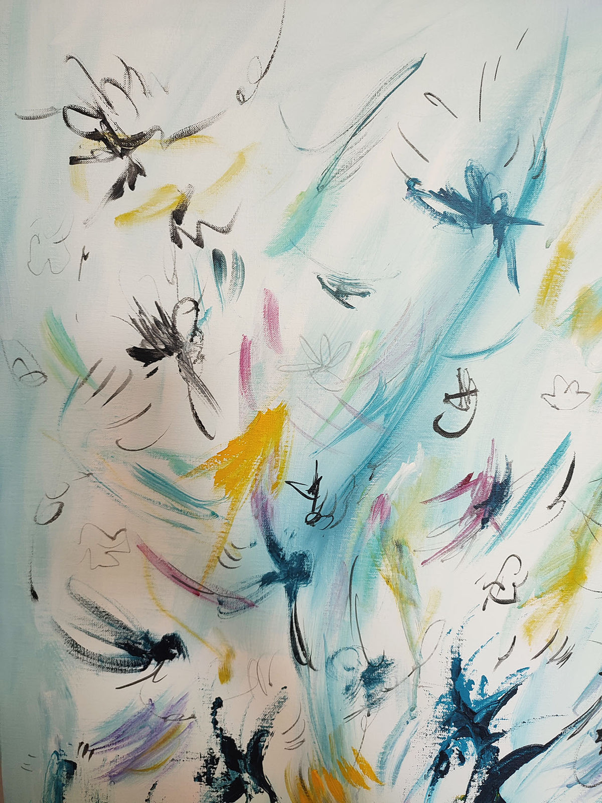 Blue abstract painting details