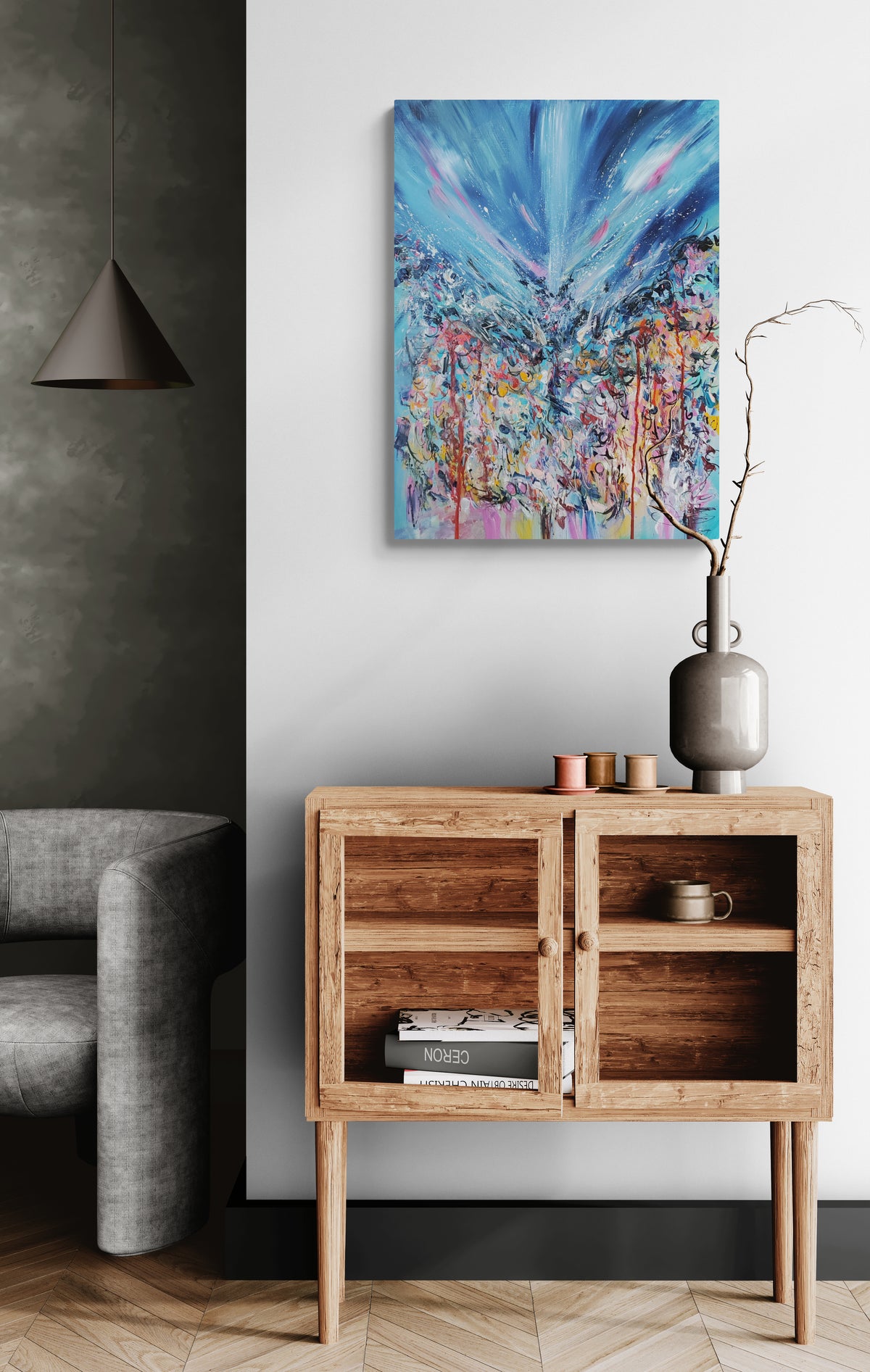 Blue contemporary abstract painting