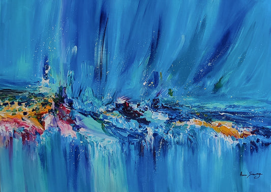 Ocean inspired textured abstract painting