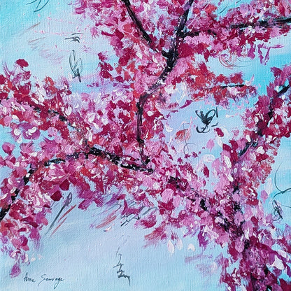 Blue cherry tree abstract artwork