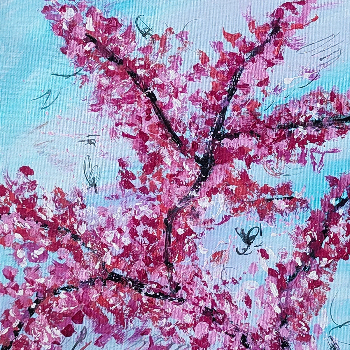 Blue cherry tree abstract painting
