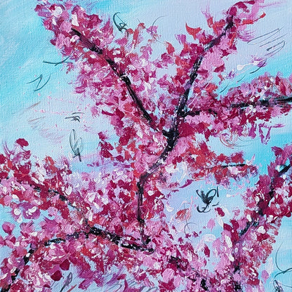 Blue cherry tree abstract painting
