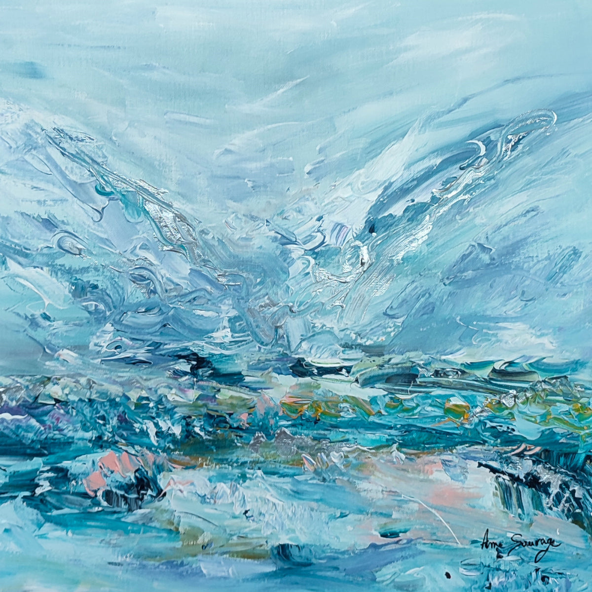 Blue contemporary abstract painting