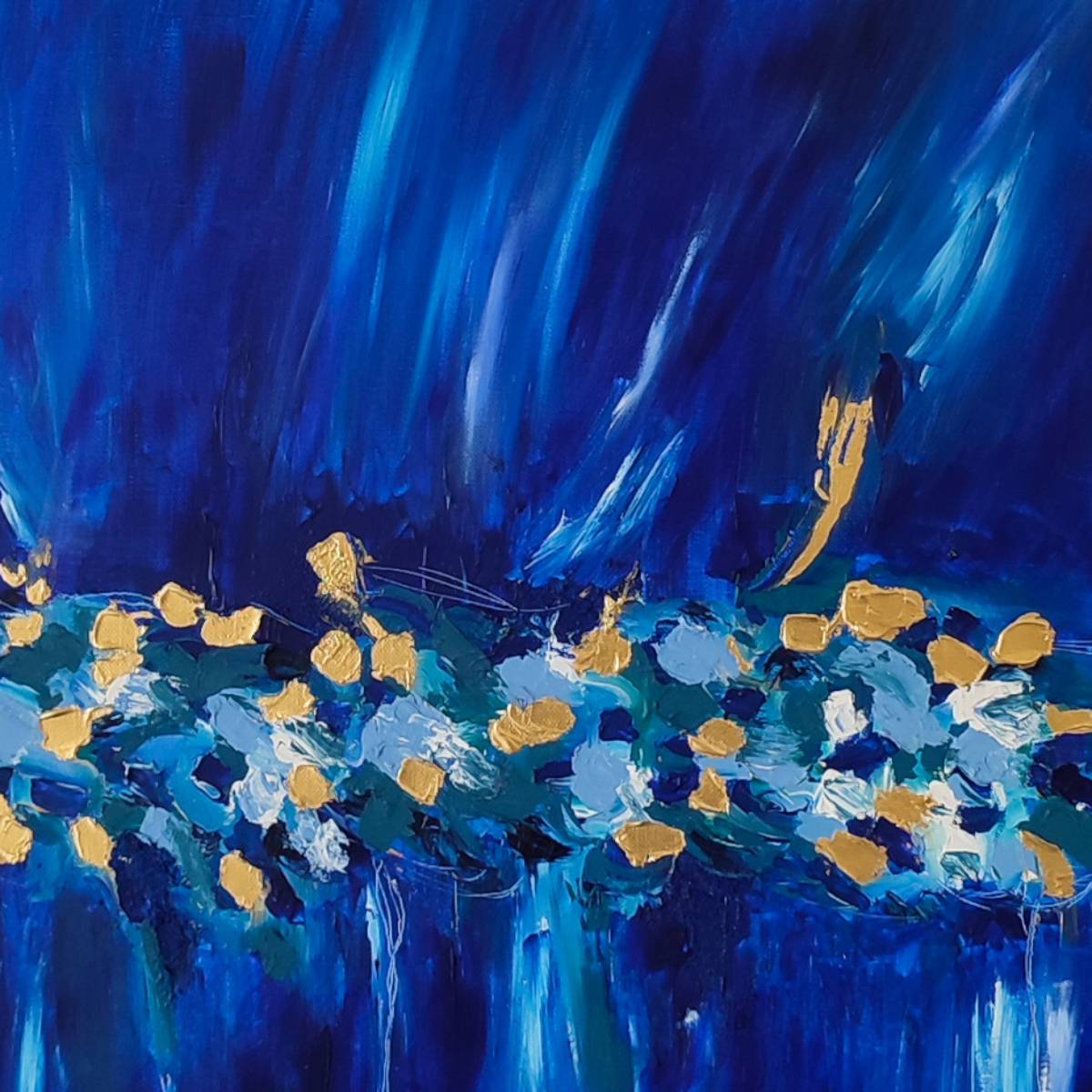blue and gold abstract painting