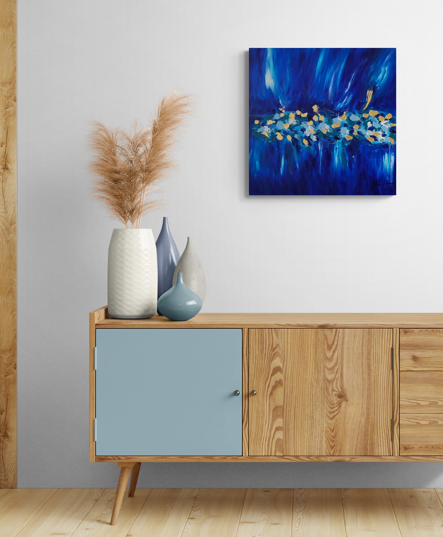 blue-gold-leaf-original-painting