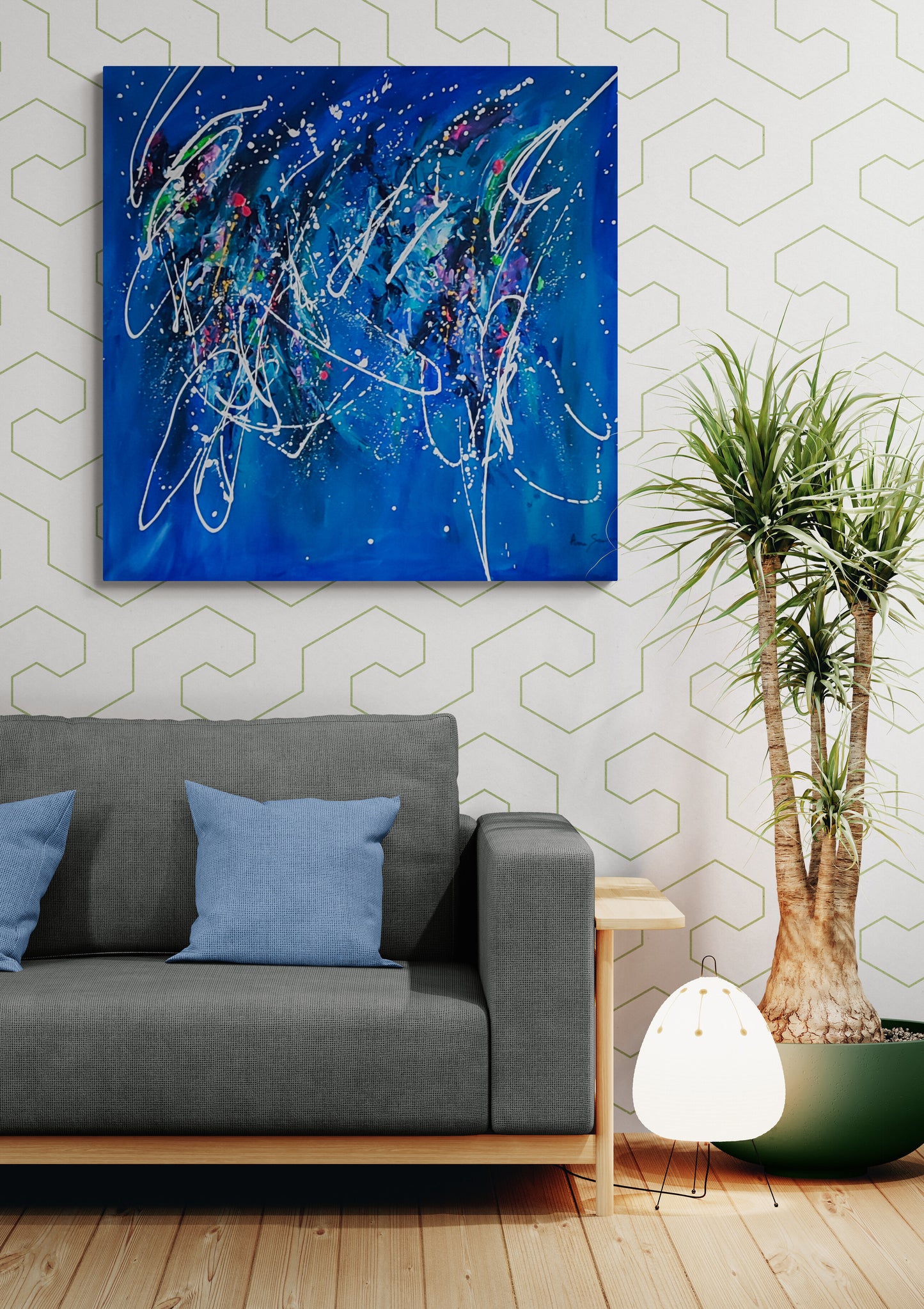 blue large abstract painting