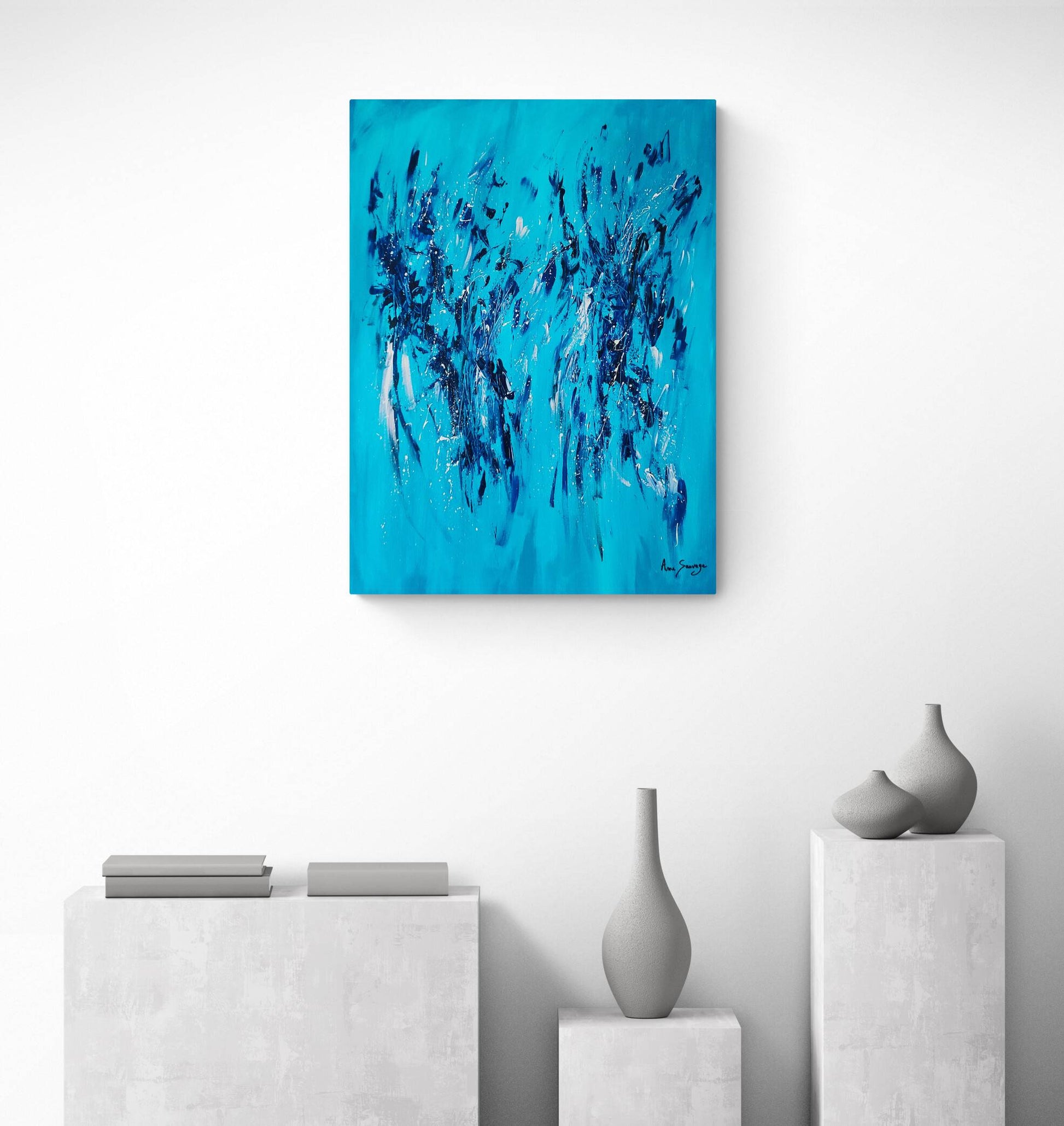 blue minimalist abstract painting