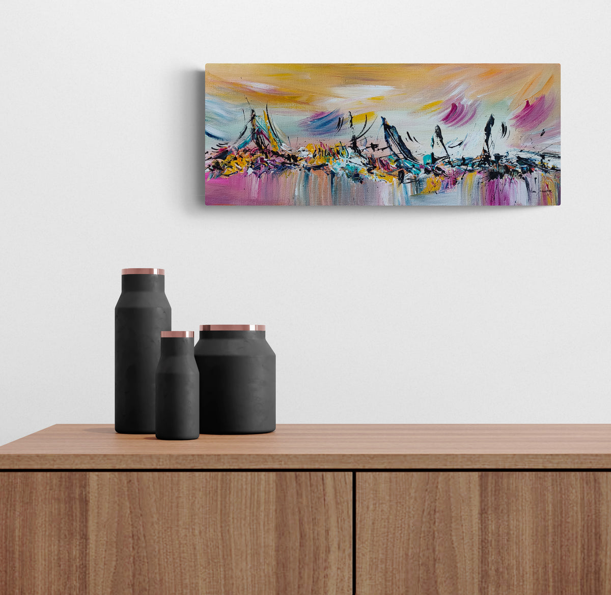 colorful abstract painting in interior