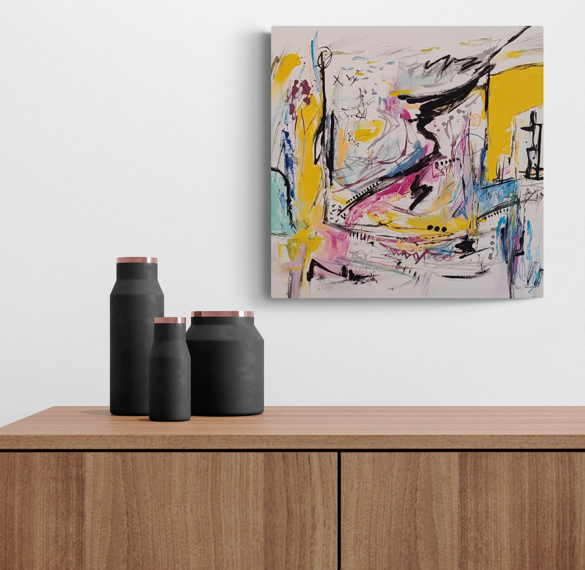 Colourful abstract wall art by French artist Âme Sauvage