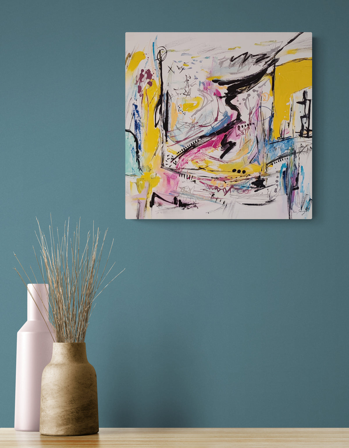 Colourful abstract wall art by French artist Âme Sauvage