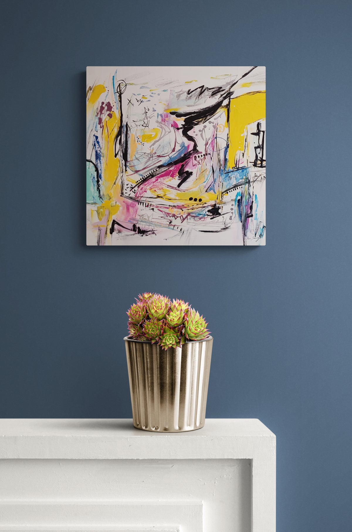 Colourful abstract wall art by French artist Âme Sauvage