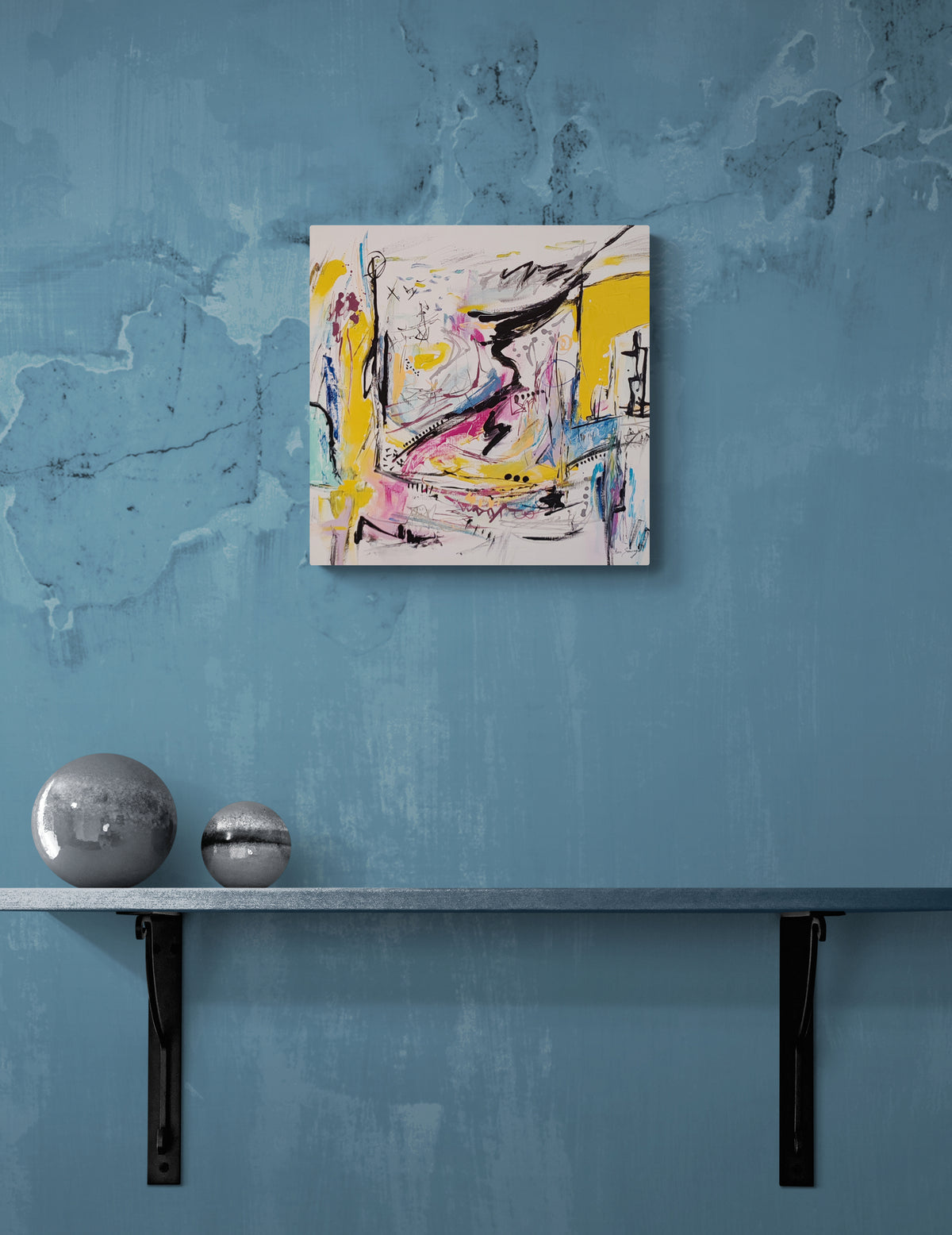 Colourful abstract wall art by French artist Âme Sauvage