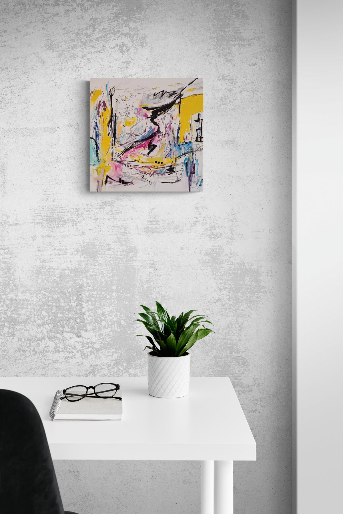 Colourful abstract wall art by French artist Âme Sauvage