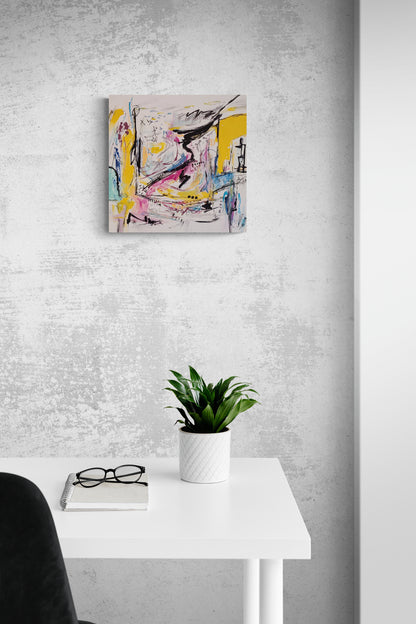 Colourful abstract wall art by French artist Âme Sauvage