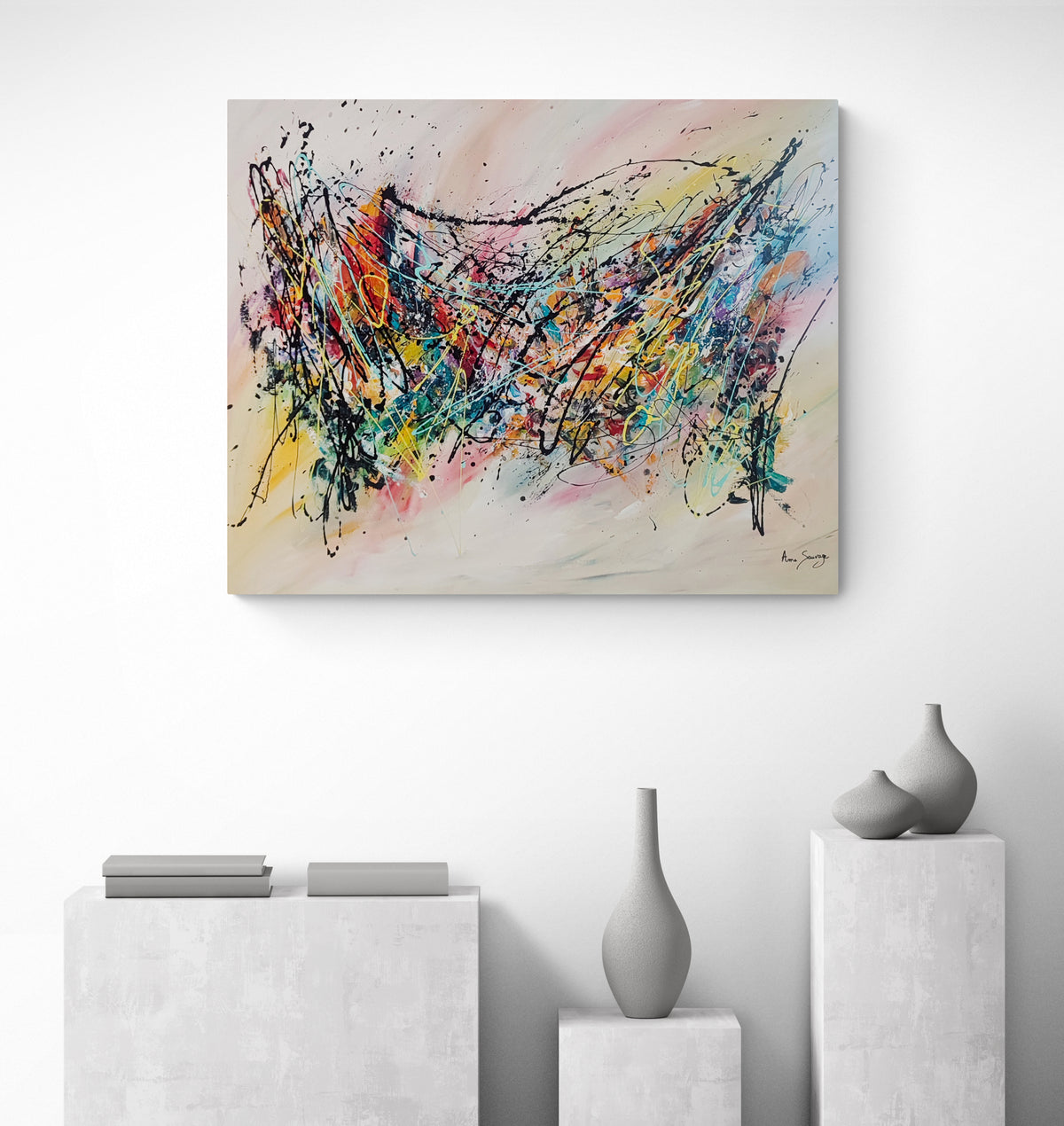 Large colourful abstract painting