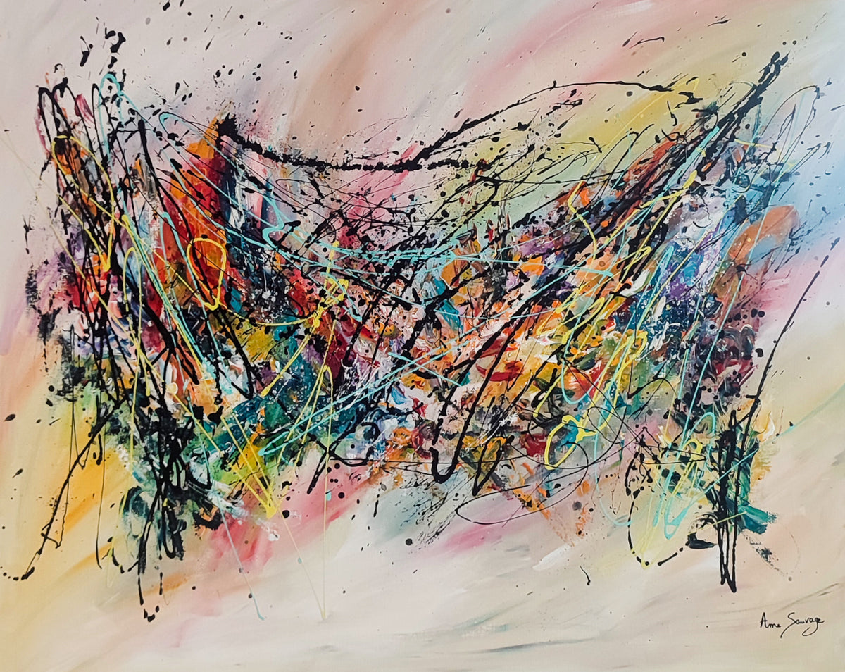 Colourful modern abstract painting by French artist Âme Sauvage