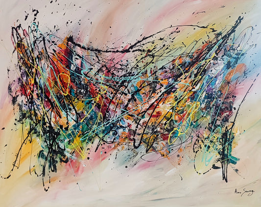 Colourful modern abstract painting by French artist Âme Sauvage