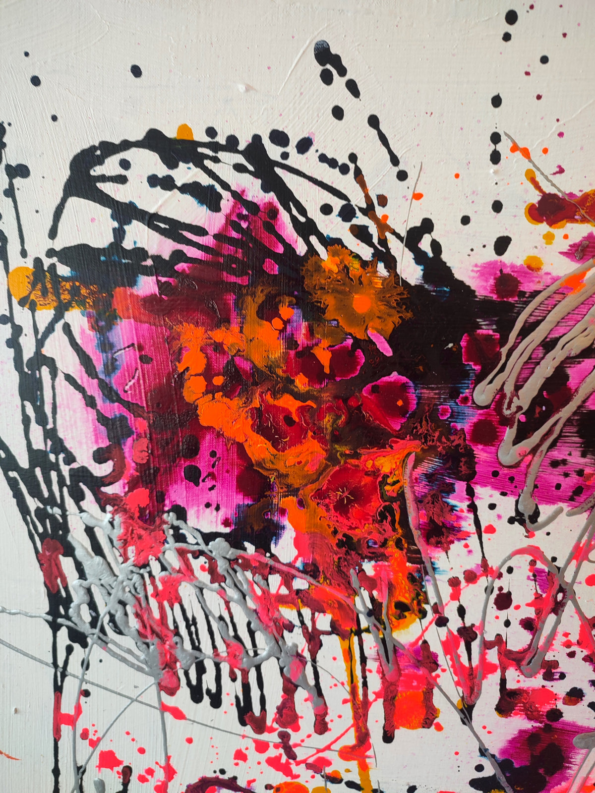 contemporary abstract painting red orange