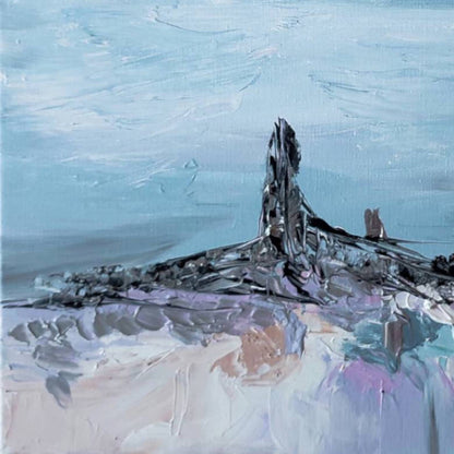 Contemporary hand-painted blue abstract artwork with palette knife strokes 