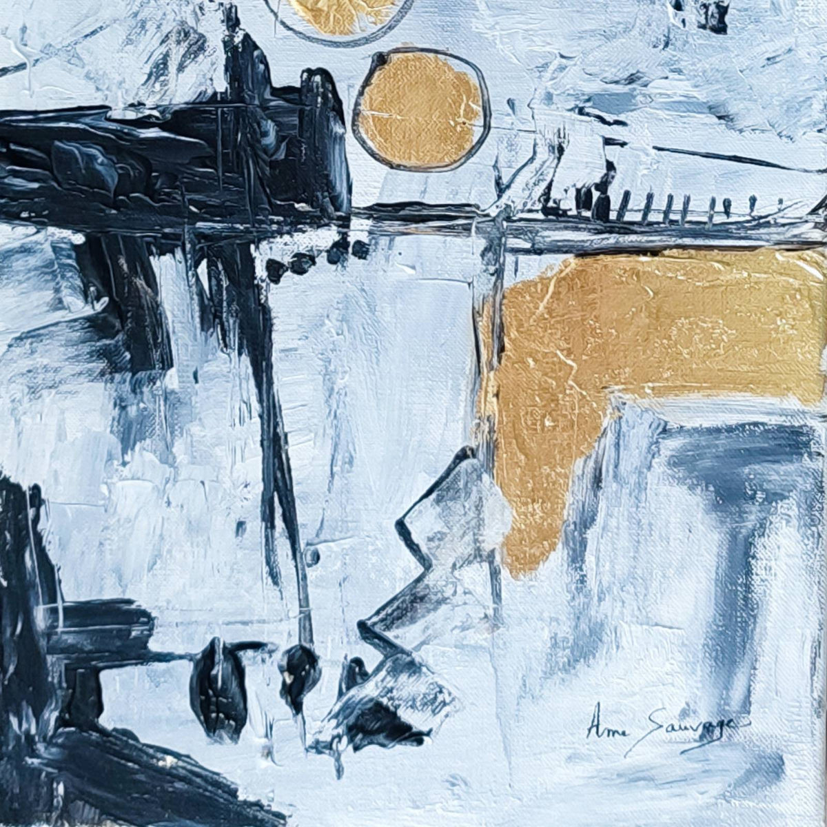 Contemporary minimalist back and white abstract artwork