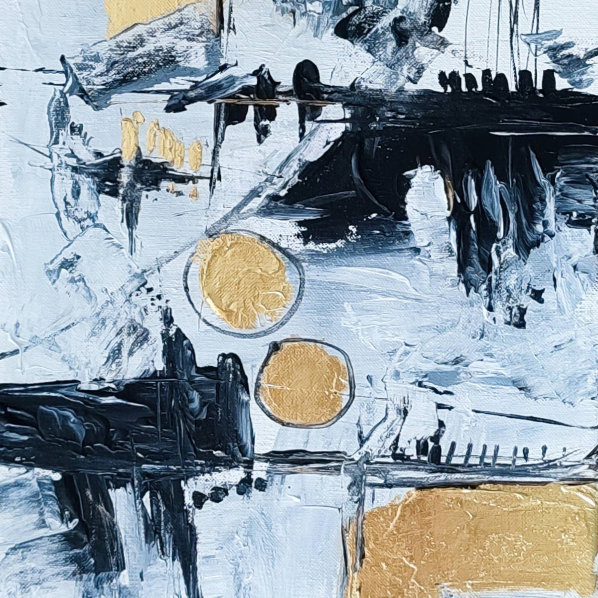 Contemporary minimalist black and white abstract painting