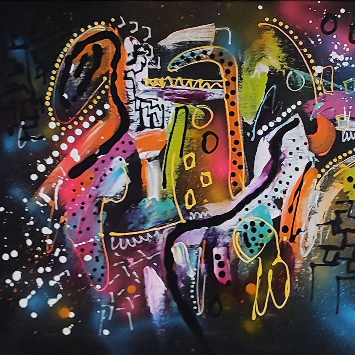 Details of contemporary multicoloured abstract painting