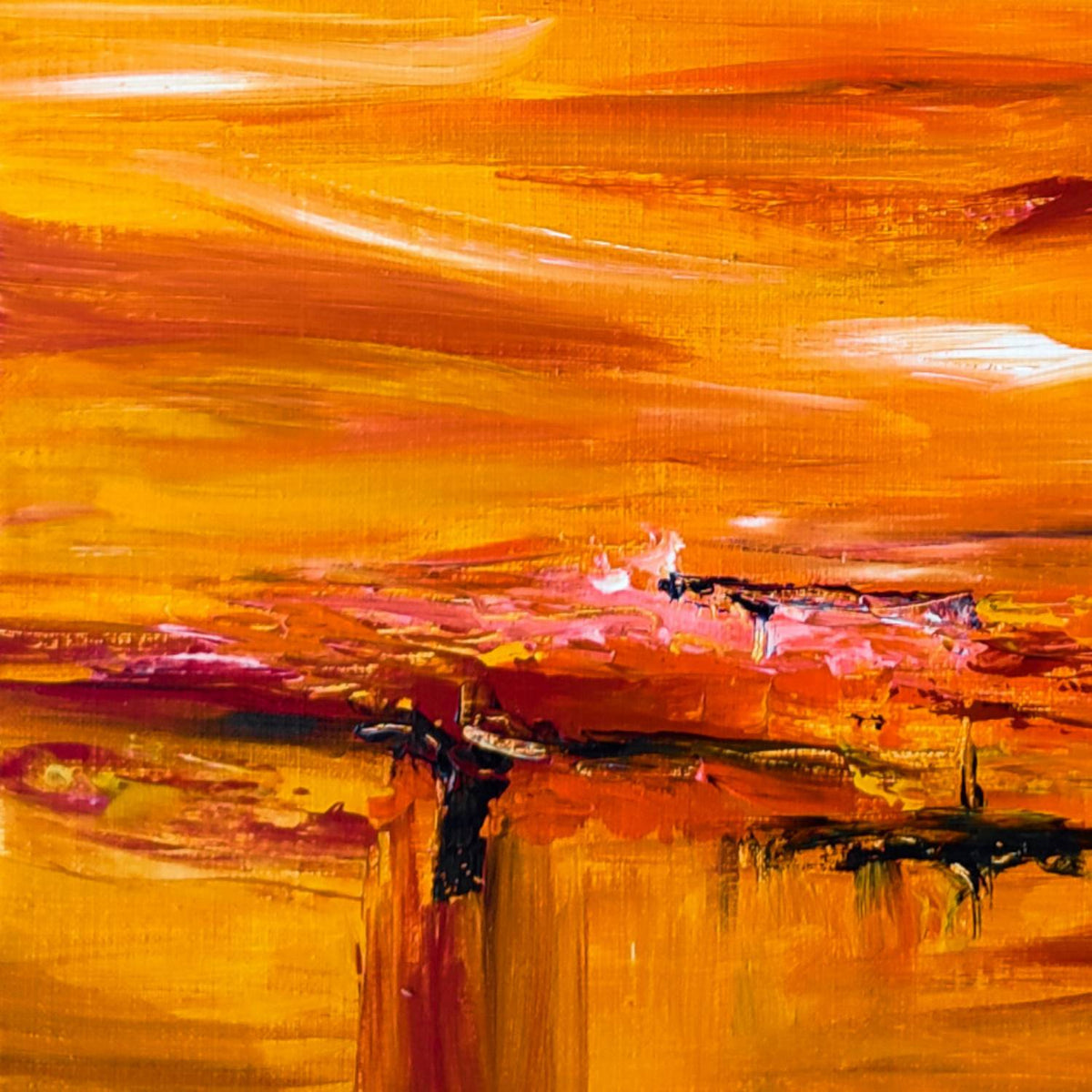 Contemporary yellow and orange abstract artwork 