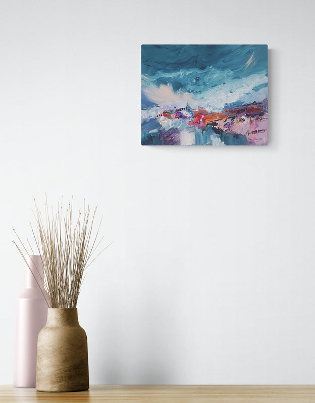 contemporary small blue abstract painting