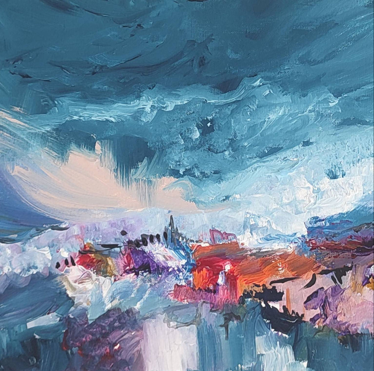 Contemporay small blue abstract painting