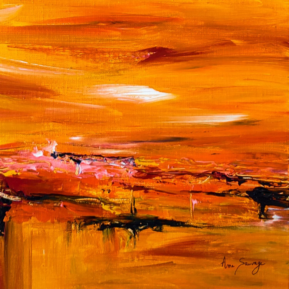Contemporary yellow and orange abstract artwork 