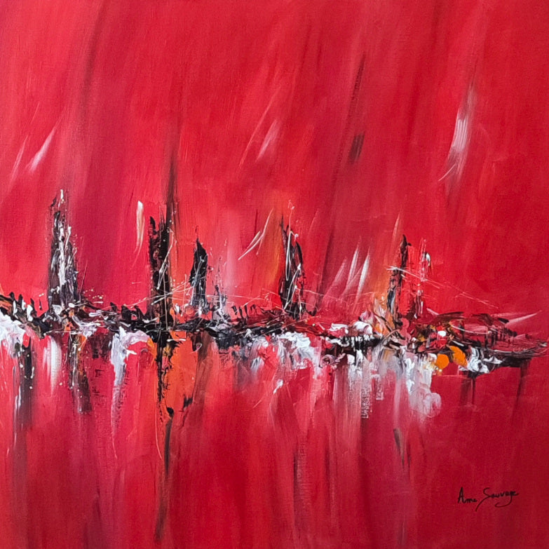 details of red abstract painting